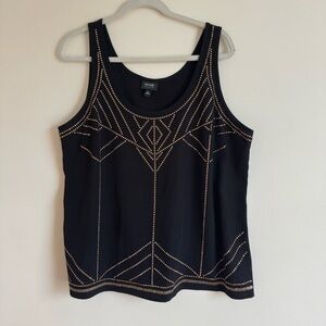 Nicole Miller || woman’s Black and Gold Studded Tank Top